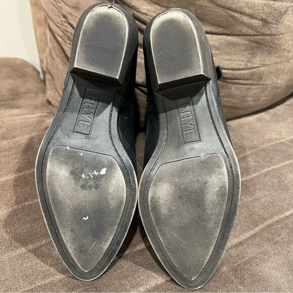 Frye Judith Double Zip Bootie Ankle Boot Heel Black Leather 7M - Picture 12 of 13